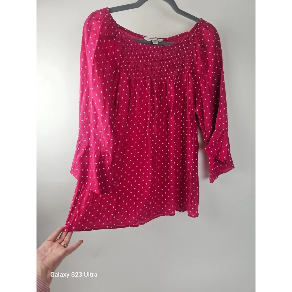 Women's szM, Counterparts pink polka dot blouse - Picture 5 of 7